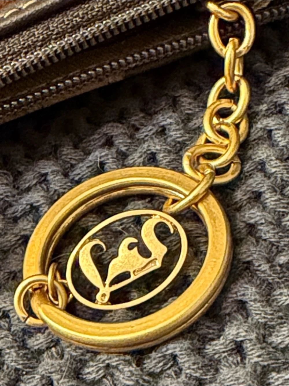 Juicy Couture Brown Suede Coin Pouch with Gold Embroidery